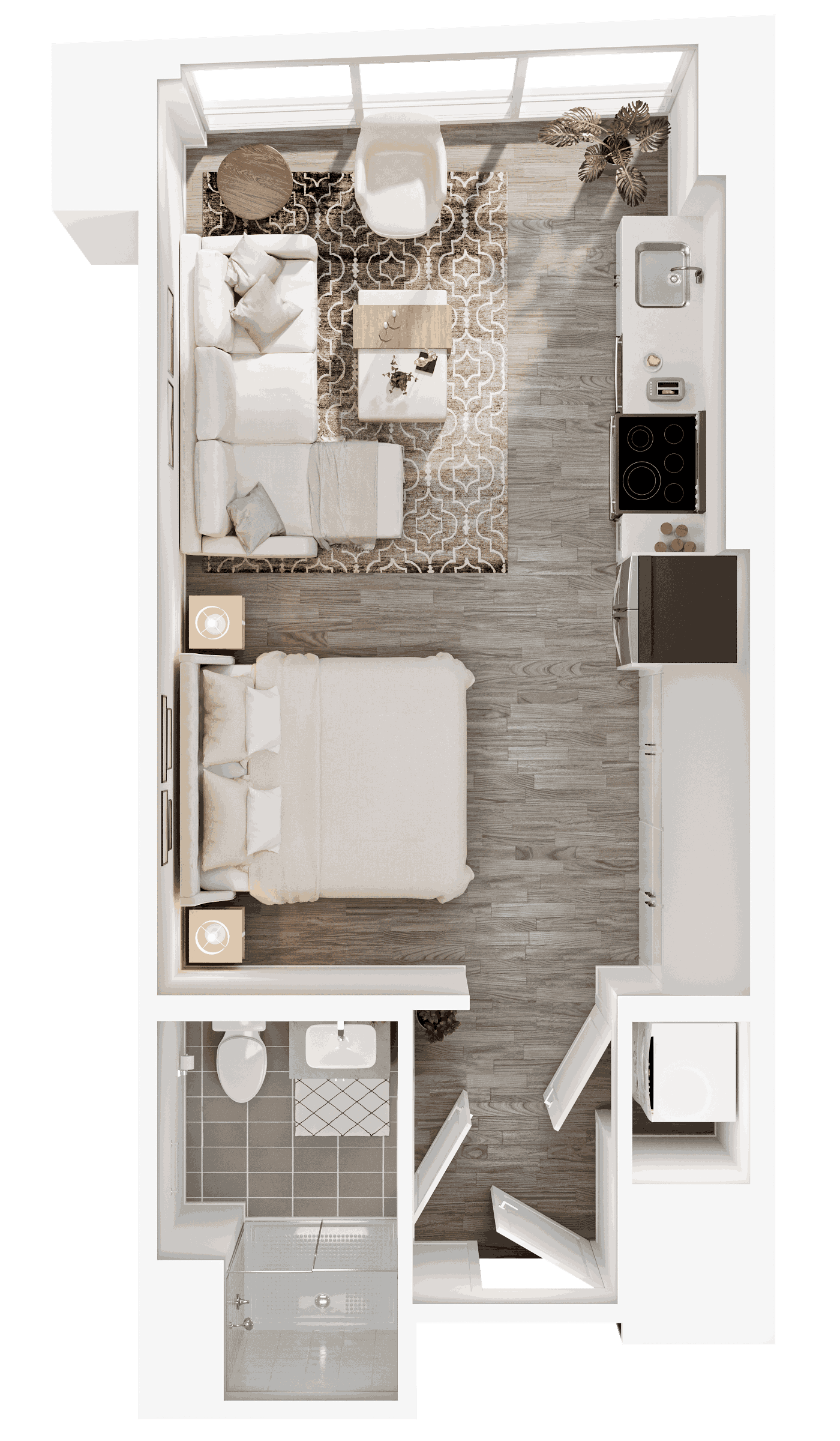 Floor plan for studio, 1 bath, 474 sqft